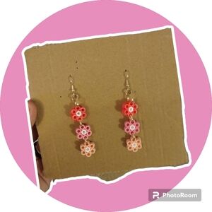 Pink flower earrings